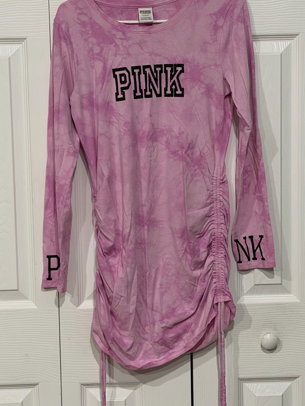 PINK Victoria's Secret Pink Tie-Dye Ruched Long-Sleeve Tunic